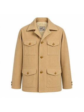 VTG 70s English Squire Tan Corduroy Faux Shearling Lined Chore Ranch Jacket 44